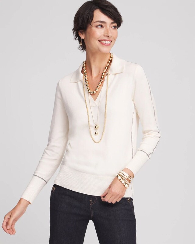 Open Collar Long Sleeve Sweater - image 1